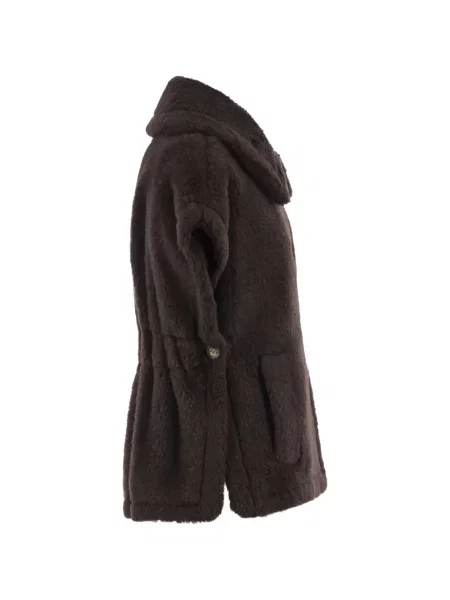 Cu centură geacă Max Mara din piele de oaie maro