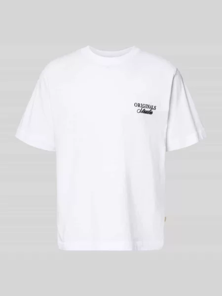 T-shirt z nadrukiem z napisem model NORREBRO' Jack & Jones biała