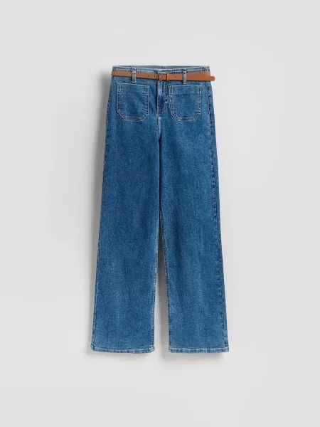 Reserved Джинси з поясом wide leg синій