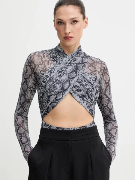 Bardot body cu imprimeu gri