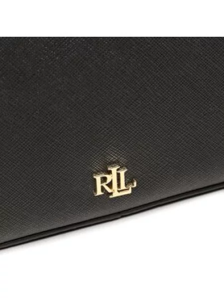 Kožená kabelka Lauren Ralph Lauren čierna
