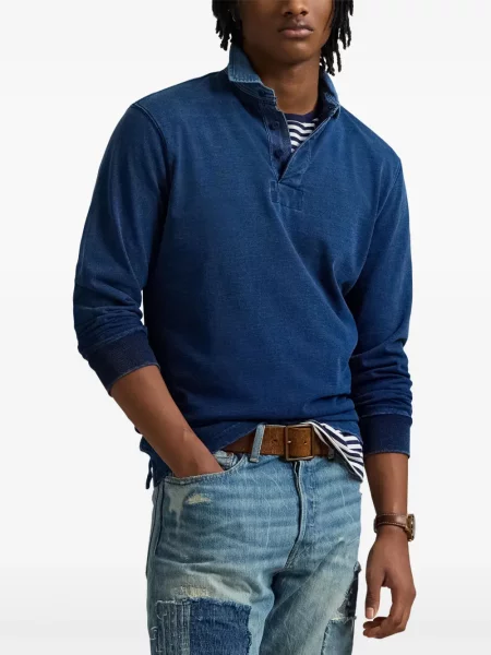 Vlněná zateplená džínová bunda Polo Ralph Lauren s oděrkami modrá