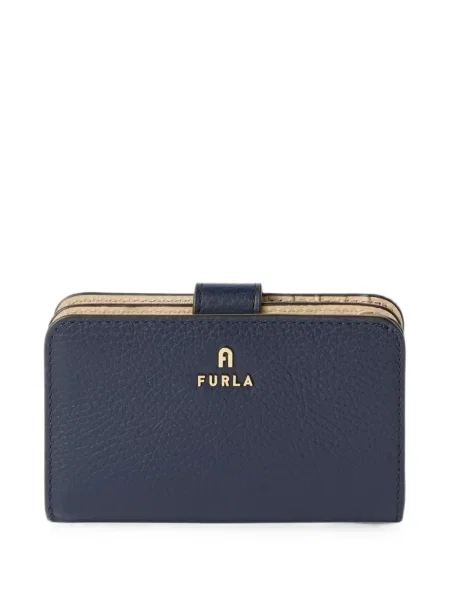 Portofel Furla din piele cu autograf albastru
