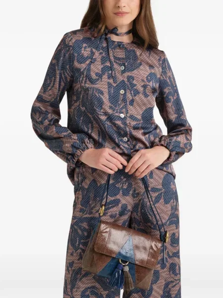 Cămașă Maliparmi cu model floral cu imagine cu legături albastru