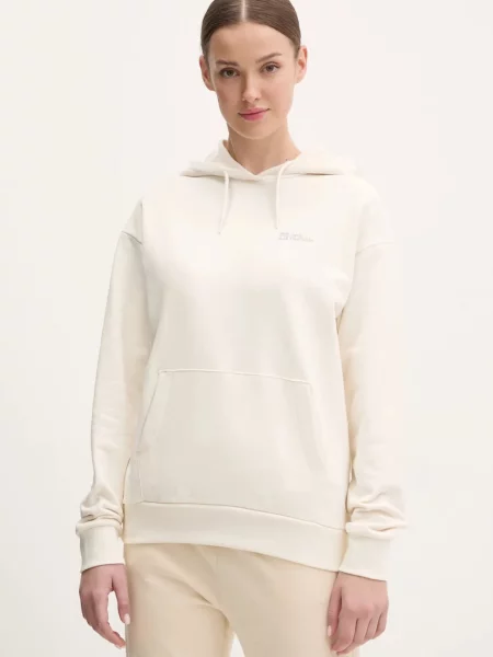 Jack Wolfskin hanorac de Essential femei cu glugă neted bej