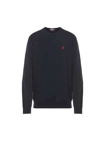 Sweter U.s Polo Assn. z kaszmiru z okrągłym dekoltem niebieski