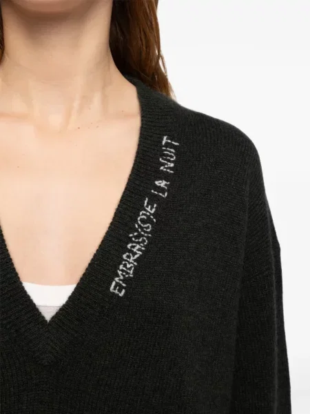 Пуловер Zadig&voltaire с V-образно деколте черно