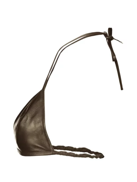 Sutien Rick Owens din piele cu gât halter maro
