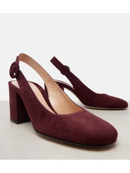 Pantofi cu toc Gianvito Rossi din piele de căprioară slingback bordo