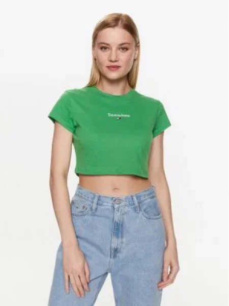 Tommy Jeans Póló Essential Logo Regular Fit zöld