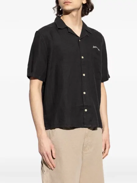 Cămașă Allsaints cu broderie scurtă negru