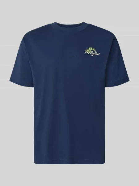 T-shirt o kroju regular fit z czystej bawełny z detal z logo New Balance granatowa