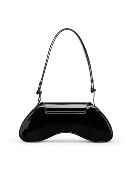 Lakierowana lniana torebka crossbody Diesel czarna