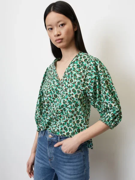 Marc O’Polo Блуза з коротким рукавом без підкладки зелений