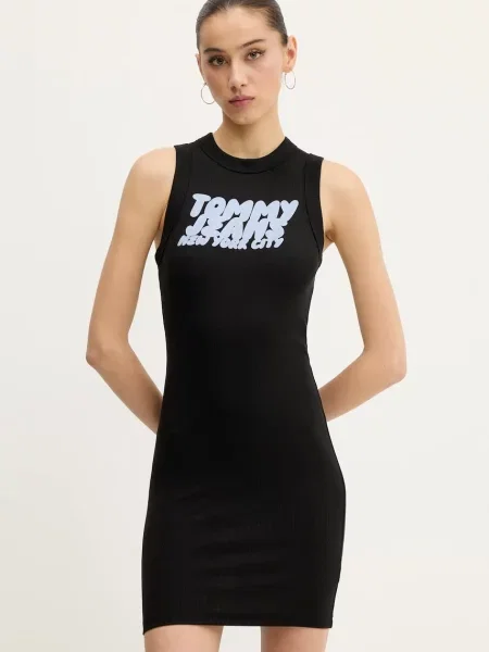 Šaty Tommy Jeans mini přiléhavé černá