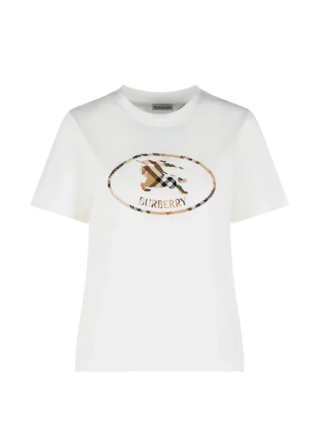 Tricou Burberry cu broderie alb