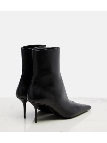 Kožené členkové čižmy Saint Laurent orezané čierna