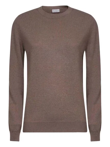 Pulover Brunello Cucinelli din cașmir cu decolteu rotund maro