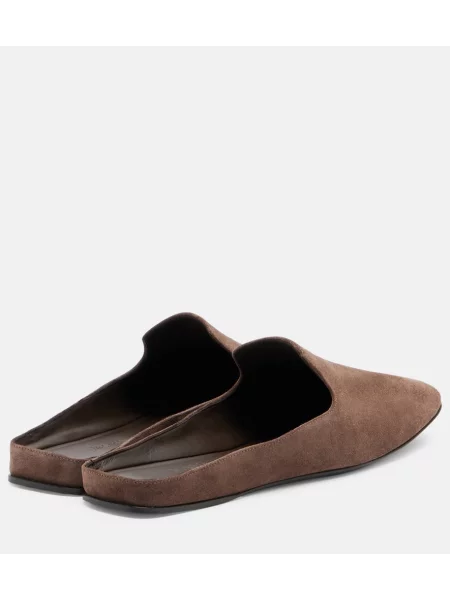 Papuci tip mules Max Mara din piele de căprioară maro