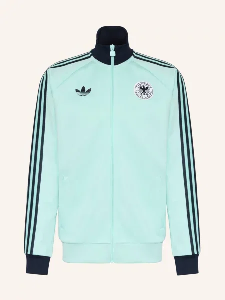 Adidas Tréninková Bunda Deutschland Originals tyrkysová modrá
