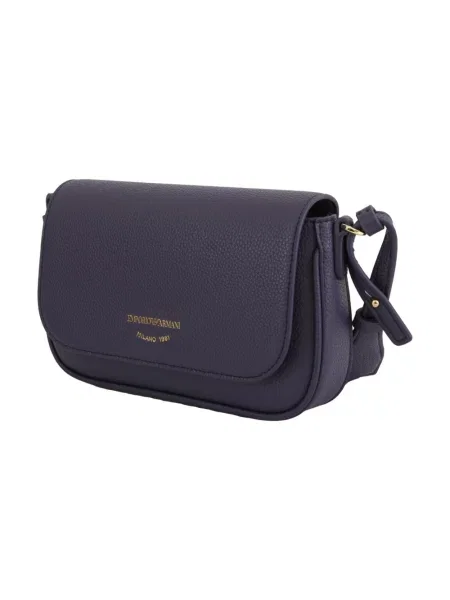 Lniana torebka Emporio Armani z nadrukiem fioletowa