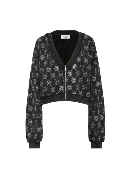 Bluza z kapturem Philipp Plein z kryształkami czarna