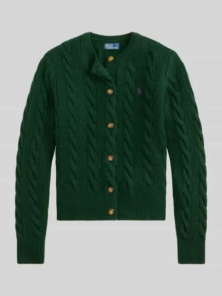 Kardigan rozpinany w kroju regular fit z wełny z domieszką kaszmiru Polo Ralph Lauren zielony