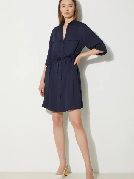 Φόρεμα Maison Kitsuné Double Pocket ναυτικό μπλε
