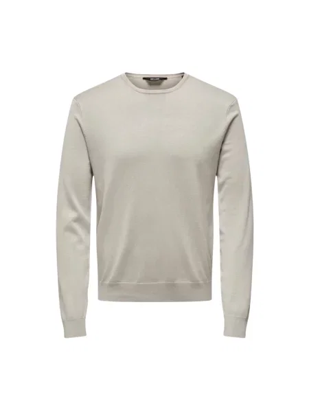 Sweter z dzianiny o kroju regular fit z mieszanki model ‘WYLER’ Only & Sons beżowy