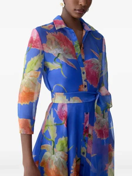 Sukienka Carolina Herrera z nadrukiem z organzy niebieska