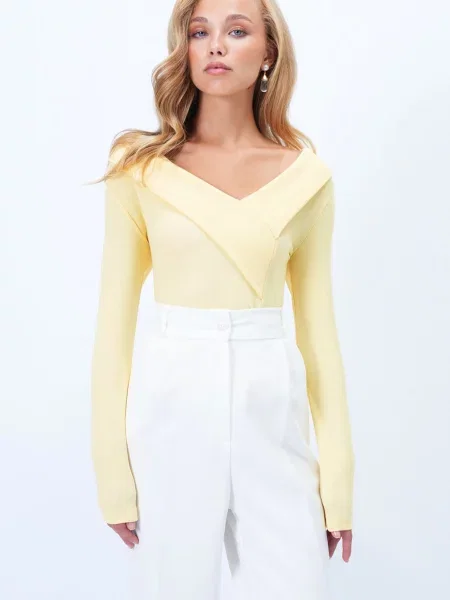 Trend Alaçatı Stili Tricou pastel galben