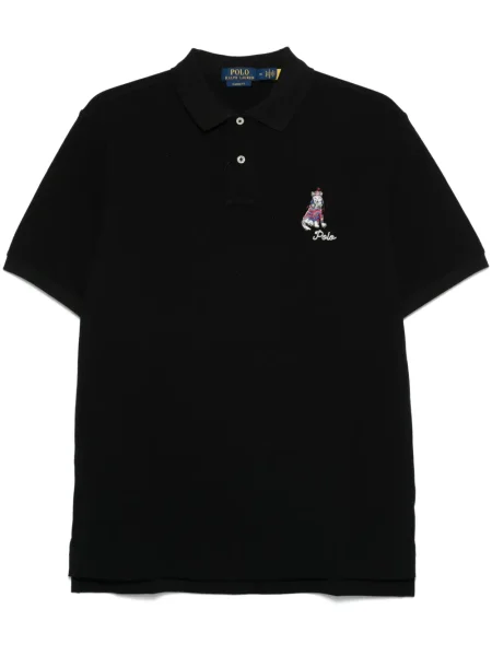 Siuvinėtas iš natūralios odos marškinėliai Polo Ralph Lauren apkarpytas žalia