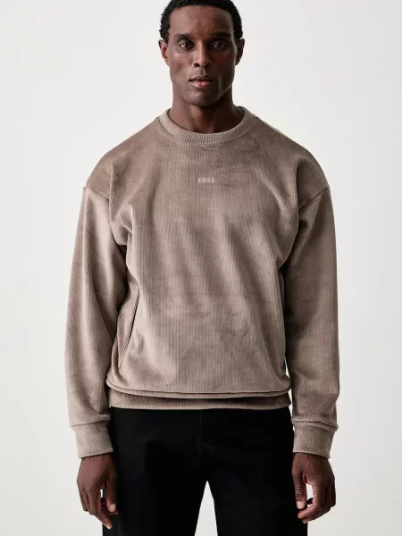 BOSS Green hanorac pentru bărbați din velur SW_Cord Sweat verde