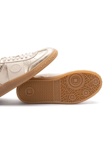 Lniane sneakersy Valentino z logo żółte