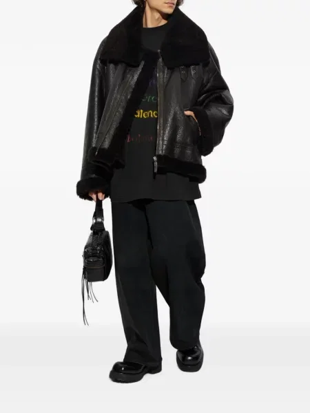 Geacă Balenciaga cu guler înalt maro