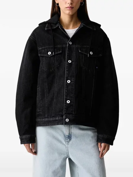Kurtka jeansowa Karl Lagerfeld Jeans z kapturem czarna