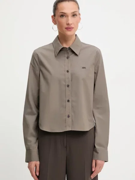 Miss Sixty cămașă din amestec de matase cu guler clasic regular maro