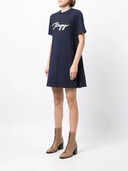 Oblekové košilové šaty Bapy By *a Bathing Ape® s výšivkou modré