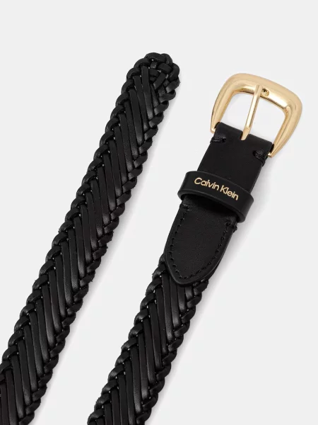 Calvin Klein pleten pas usnjen črna