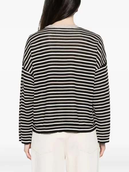 Lung pulover Brunello Cucinelli cu dungi negru