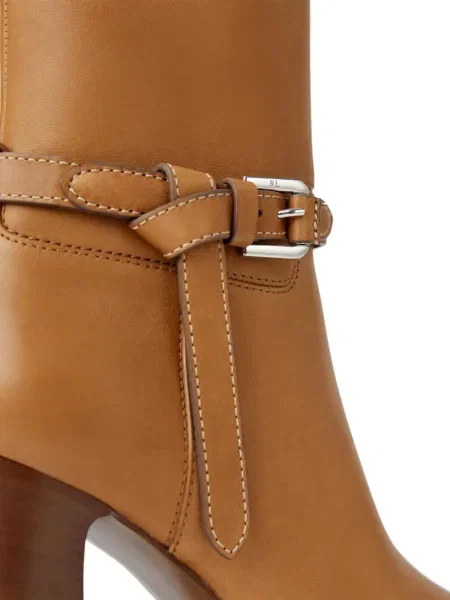 Μποτάκια αστραγάλου Ralph Lauren Collection με αγκράφα καφέ