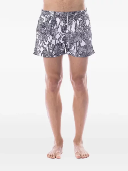 Slip de baie Roberto Cavalli cu model floral cu imagine cu cordon gri