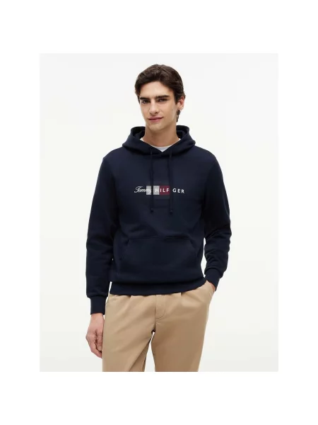 Tommy Hilfiger Pulóver Script Flag Sötétkék kék