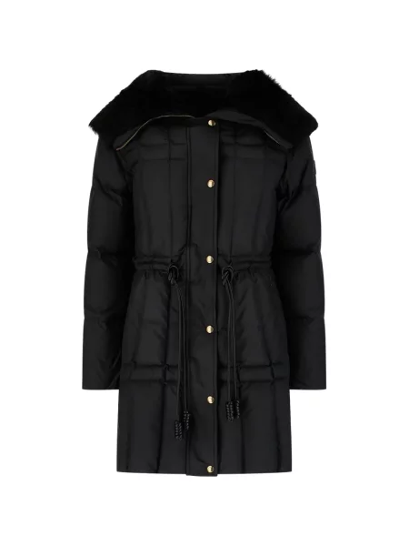 Krátký péřová bunda Moncler s kapucí černá