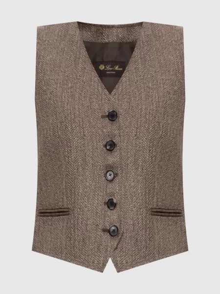 Жилет кольору Teodore з льону Loro Piana хакі