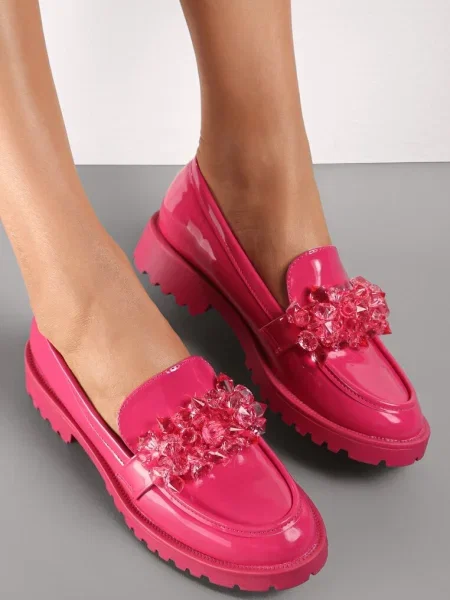 Mocasini fuchsia cu talpă interioară din piele naturală Kanaya roz
