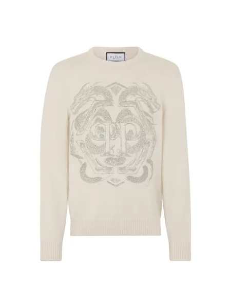 Sweter Philipp Plein wełniany beżowy