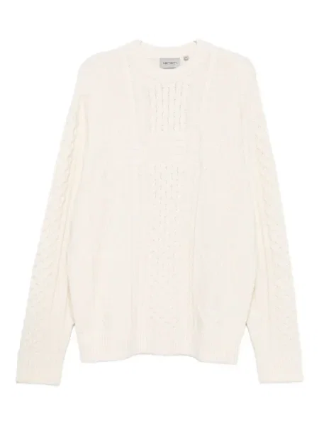 Pulover Carhartt Wip cu decolteu rotund alb