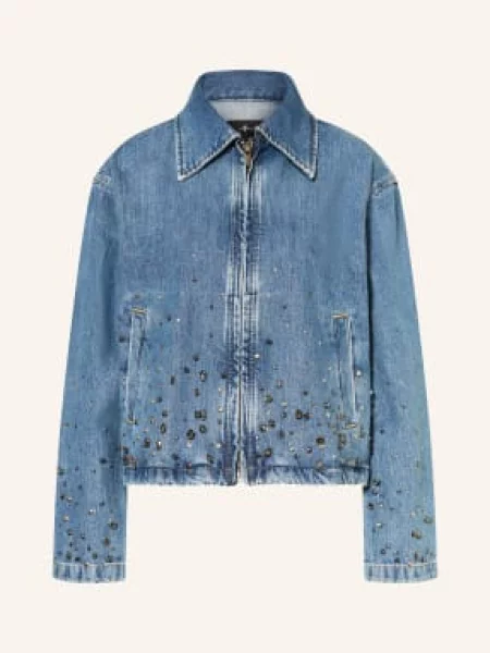 7 For All Mankind Kurtka Jeansowa Z Nitami I Kamieniami Ozdobnymi blau niebieska