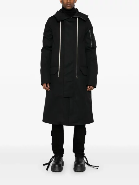 Paltas Rick Owens su gobtuvu juoda